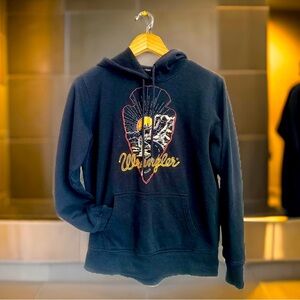 Wrangler Cotton embroidered black western themed hoodie